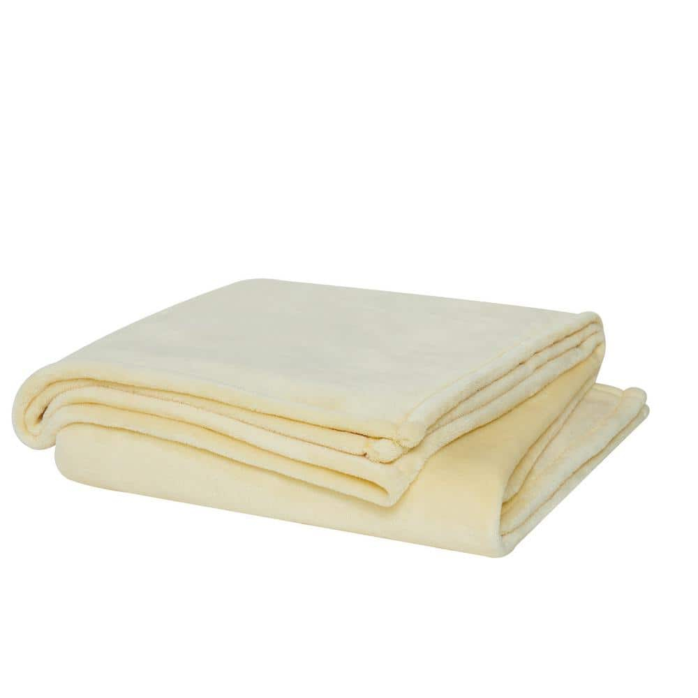 Soft Plush Yellow Faux Fur Machine Washable Throw Blanket