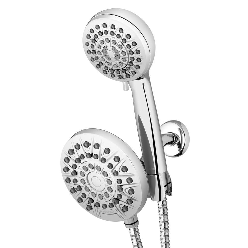 Chrome Dual Shower Head System with Handheld and Rain Settings