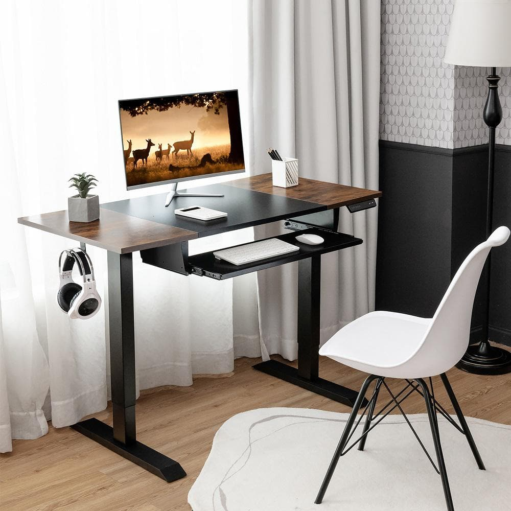 Costway 48'' Electric Sit to Stand Desk Adjustable Workstation w/ Keyboard Tray Black