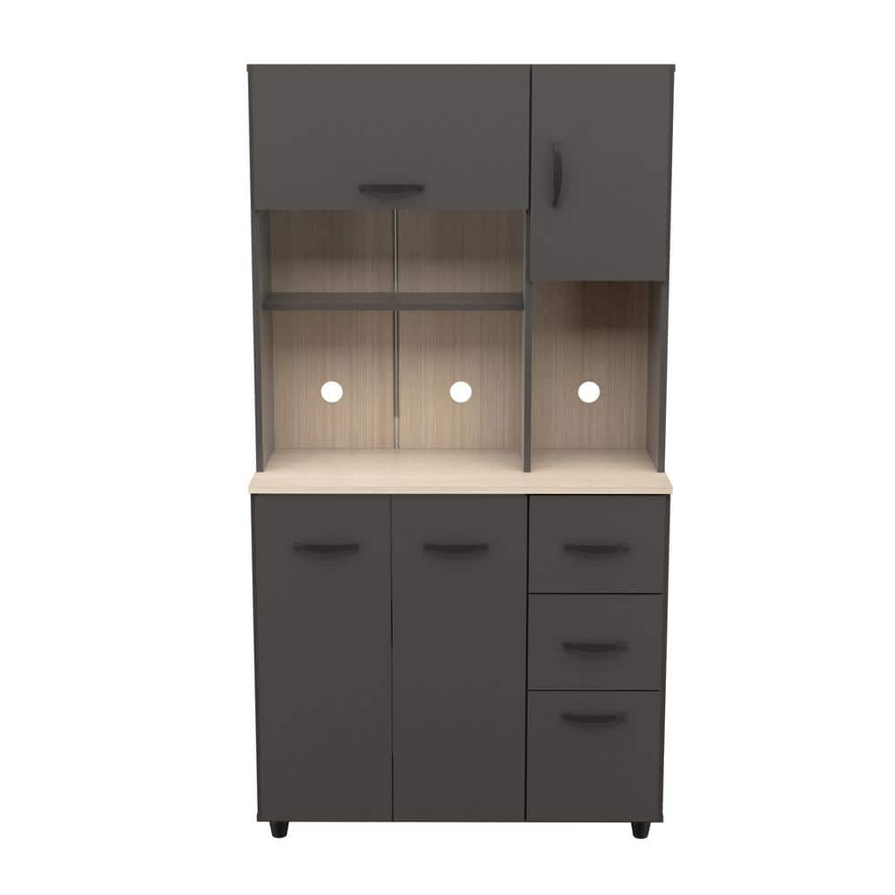 Inval Kratos 6-Shelf Garage Cabinet, Dark Gray and Maple