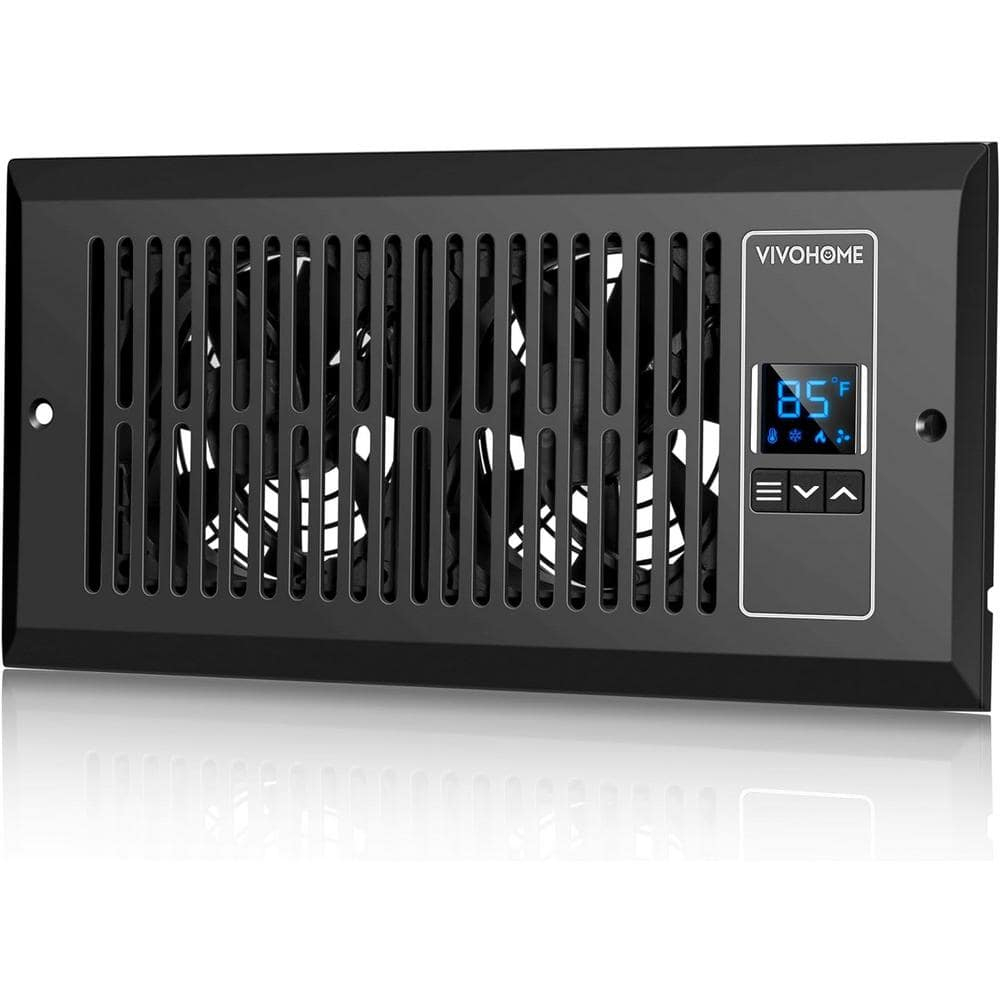 Black Smart Register Booster Fan with Thermostat Control