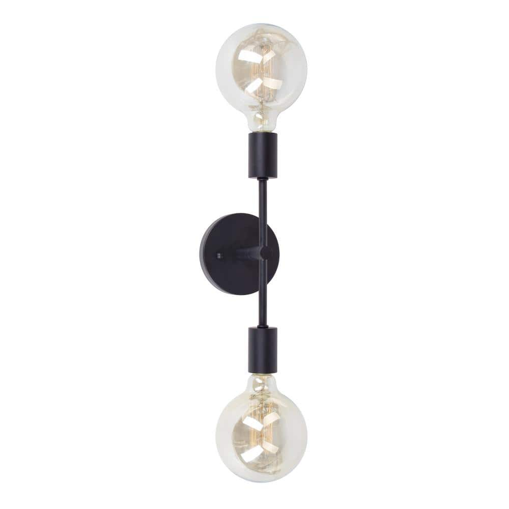 Baton 2-Light Black Wall Sconce