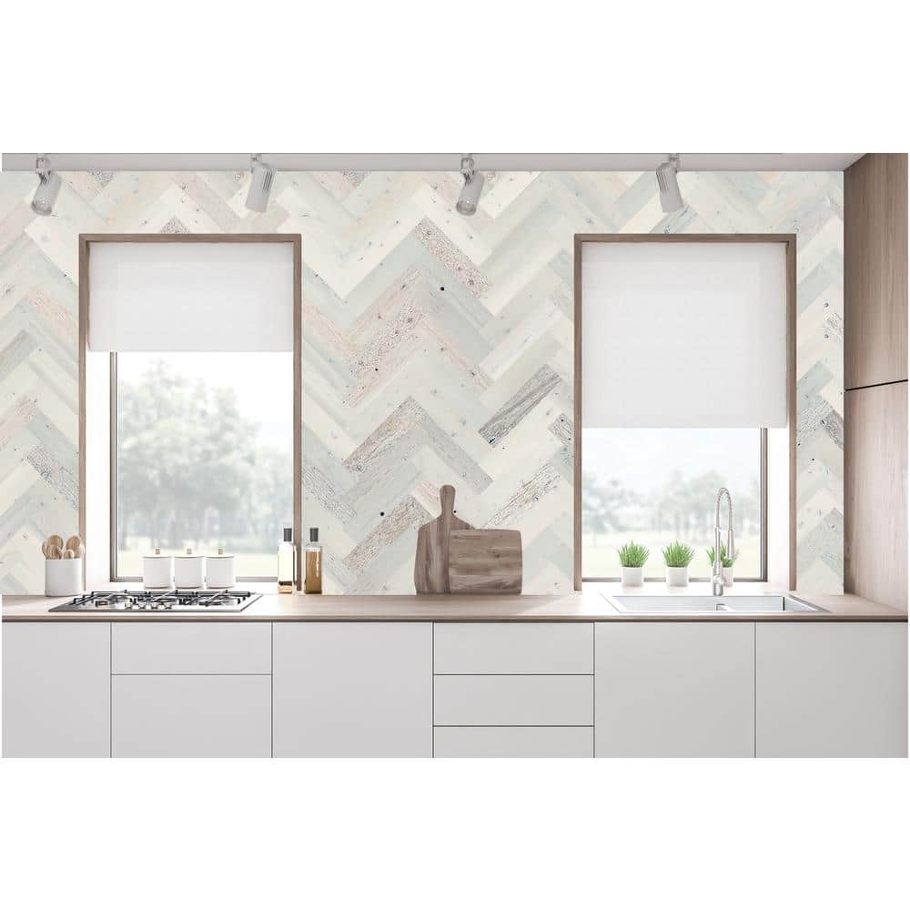 Timberchic River Reclaimed Wooden Wall planks - Simple Peel & Stick Wall Covering Application for DIY Accent Wall & Home Improvement - Premium Wall Paneling - Herringbone Pattern