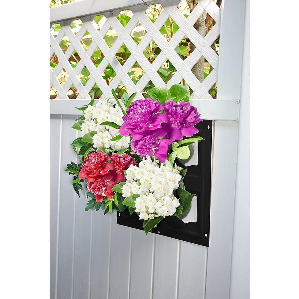 Bloomers Wall Flowers Vertical Gardening System – Create Gardens on Walls – Holds up to 4 Potted Plants – Black