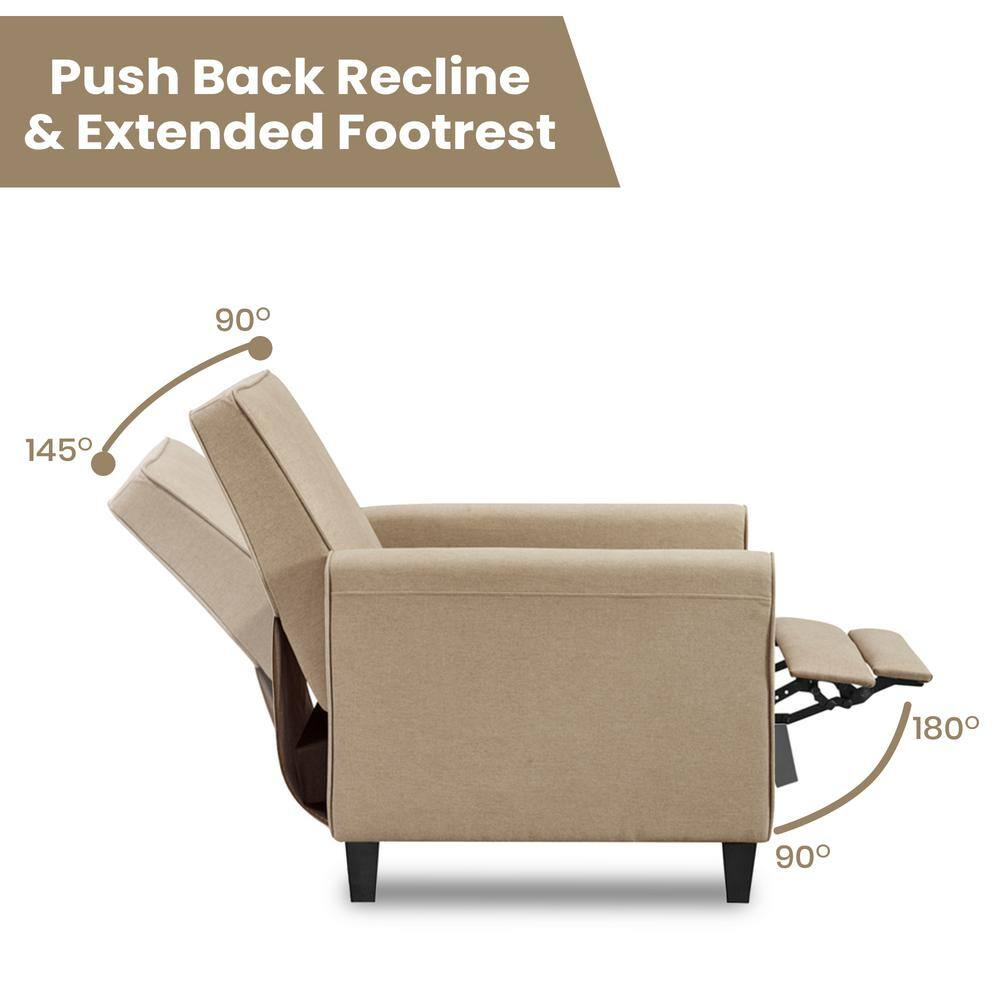 Landon Push Back Recliner Upholstered Club Chair by Naomi Home-Color:Mocha,Fabric:Linen
