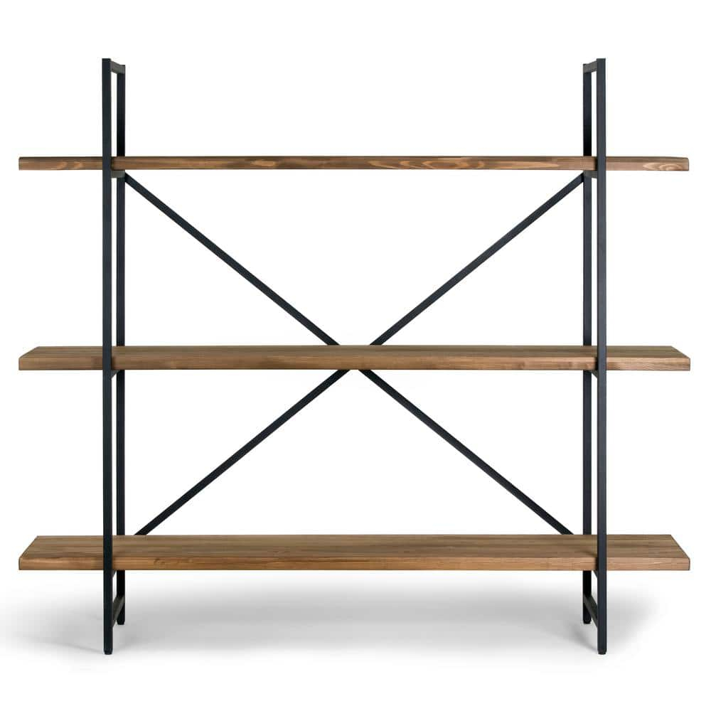 Glamour Home Ailis 56" 3-Wide-Shelf Modern Wood Etagere Bookcase in Brown