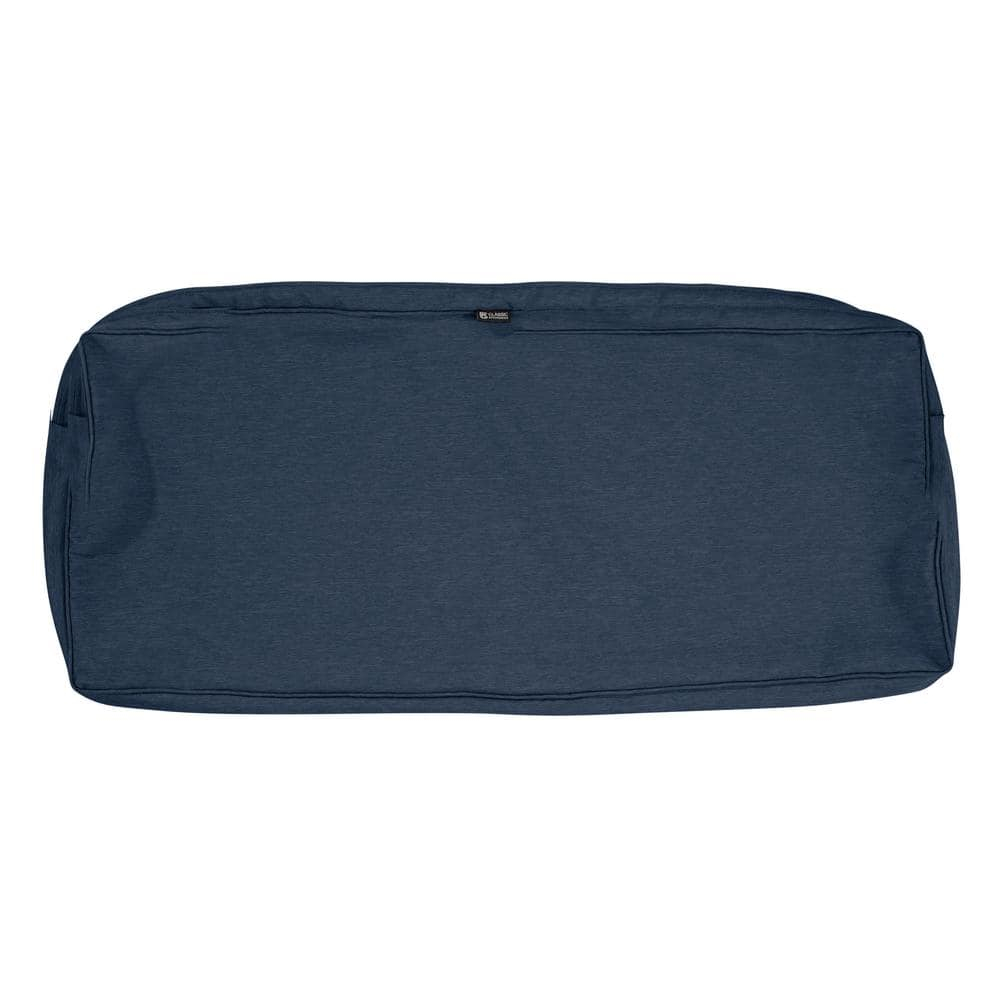 Classic Accessories Montlake FadeSafe Patio Bench/Settee Cushion Slip Cover - 3" Thick - Heavy Duty Outdoor Patio Cushion with Water Resistant Backing, Heather Indigo Blue, 54"W x 18"D x 3"T