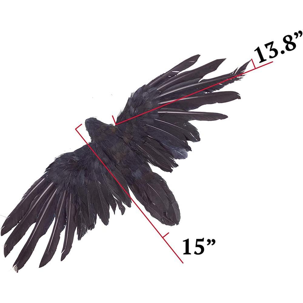 Extra Large Black Feathered Halloween Indoor/Outdoor Crows (2-Pack)