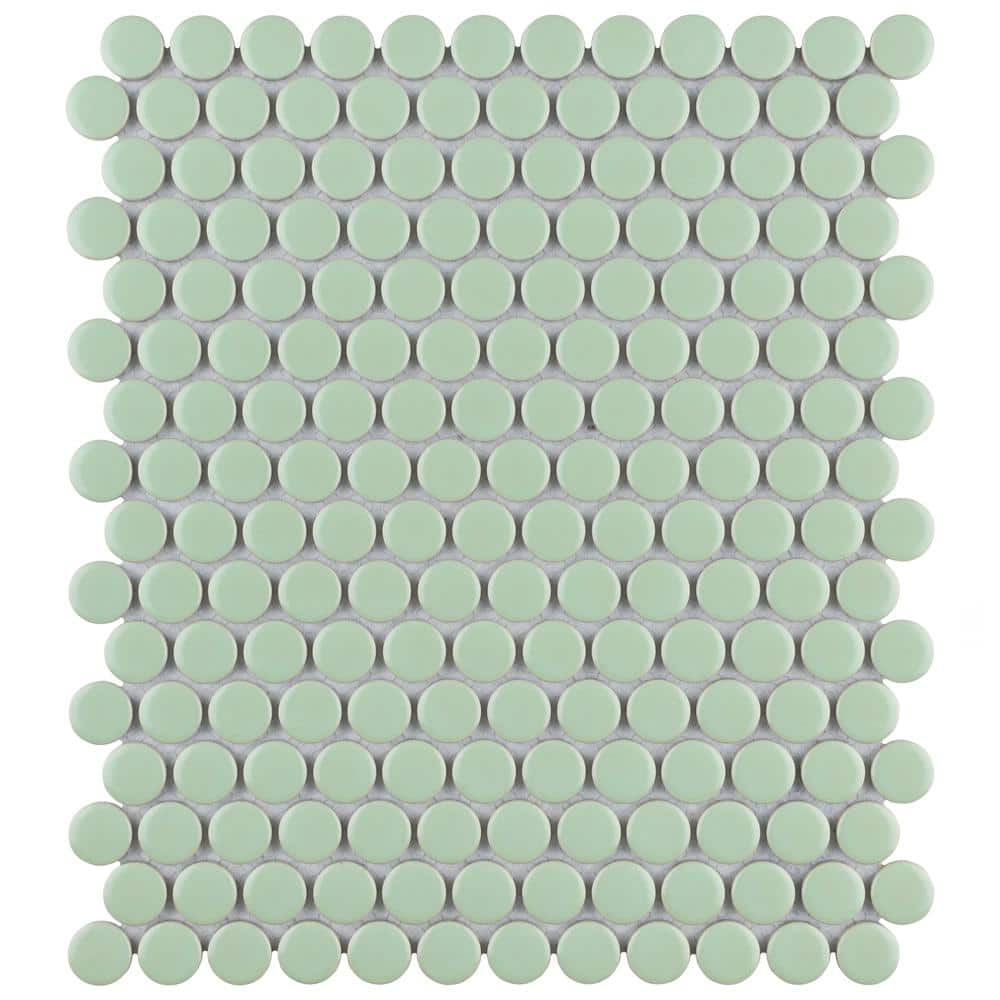 Metro Penny Matte Light Green 9-3/4 in. x 11-1/2 in. Porcelain Mosaic Tile (8.0 sq. ft./Case)