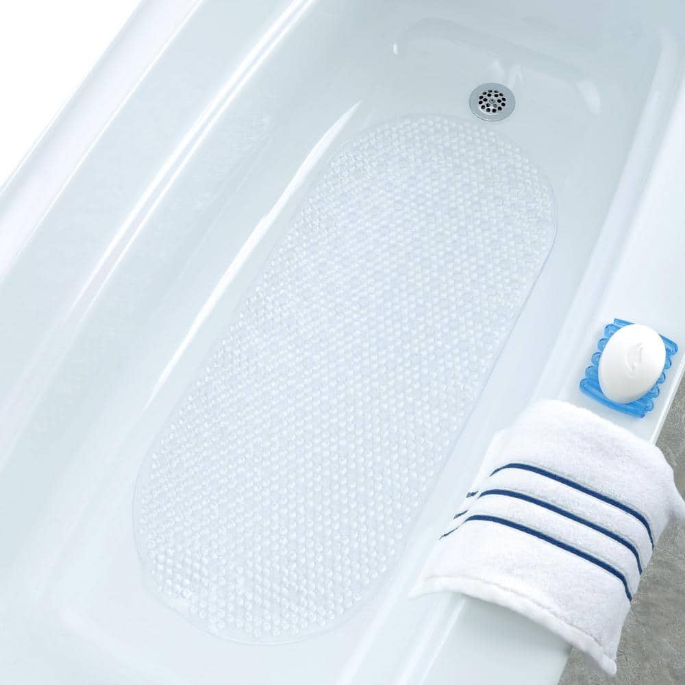 SlipX Solutions Clear Vinyl Non-Slip Bath Mats, 15" x 35"