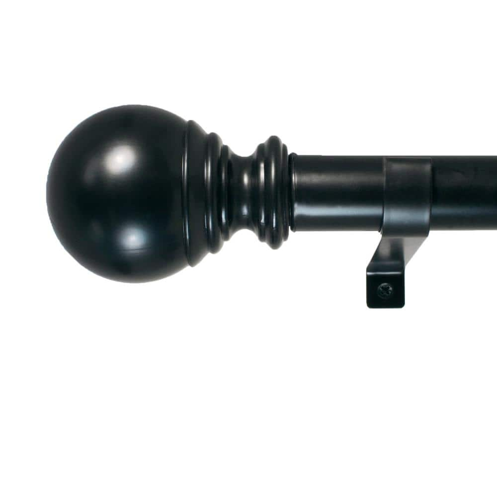 Decopolitan 1" Diameter Ball Telescoping Drapery Rod Set 18-36" Black