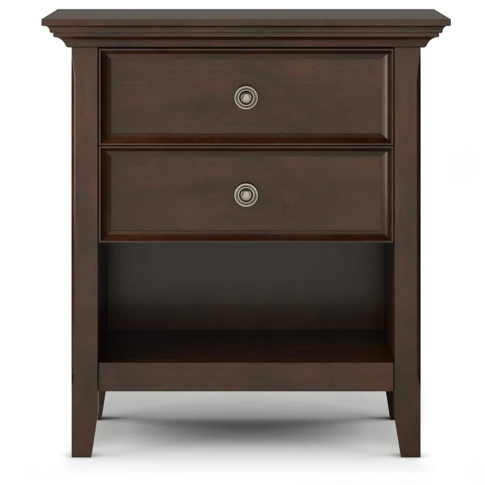 Simpli Home Amherst Solid Wood Bedside Table In Russet Brown