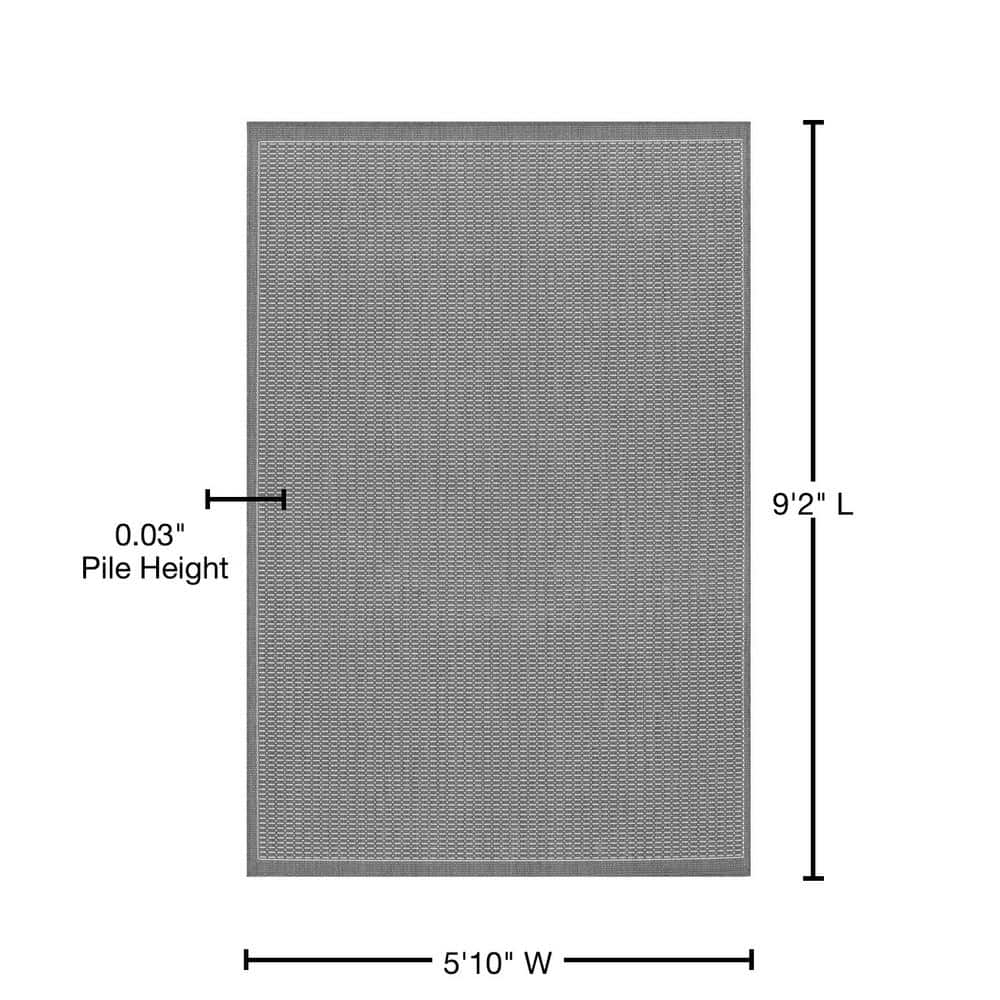 Couristan Recife Saddle Stitch Indoor /Outdoor Area Rug, Grey- White, 5'10" x 9'2"