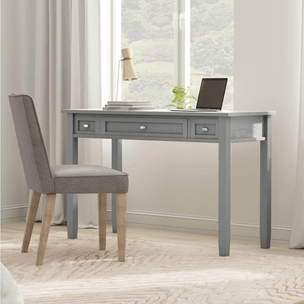 Simpli Home Warm Shaker SOLID WOOD Transitional 48 inch Wide Writing Office Desk in Fog Grey