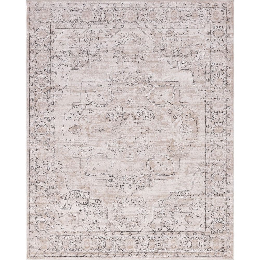 Cozy Haven Geometric Gray & Ivory 8' x 10' Synthetic Rug