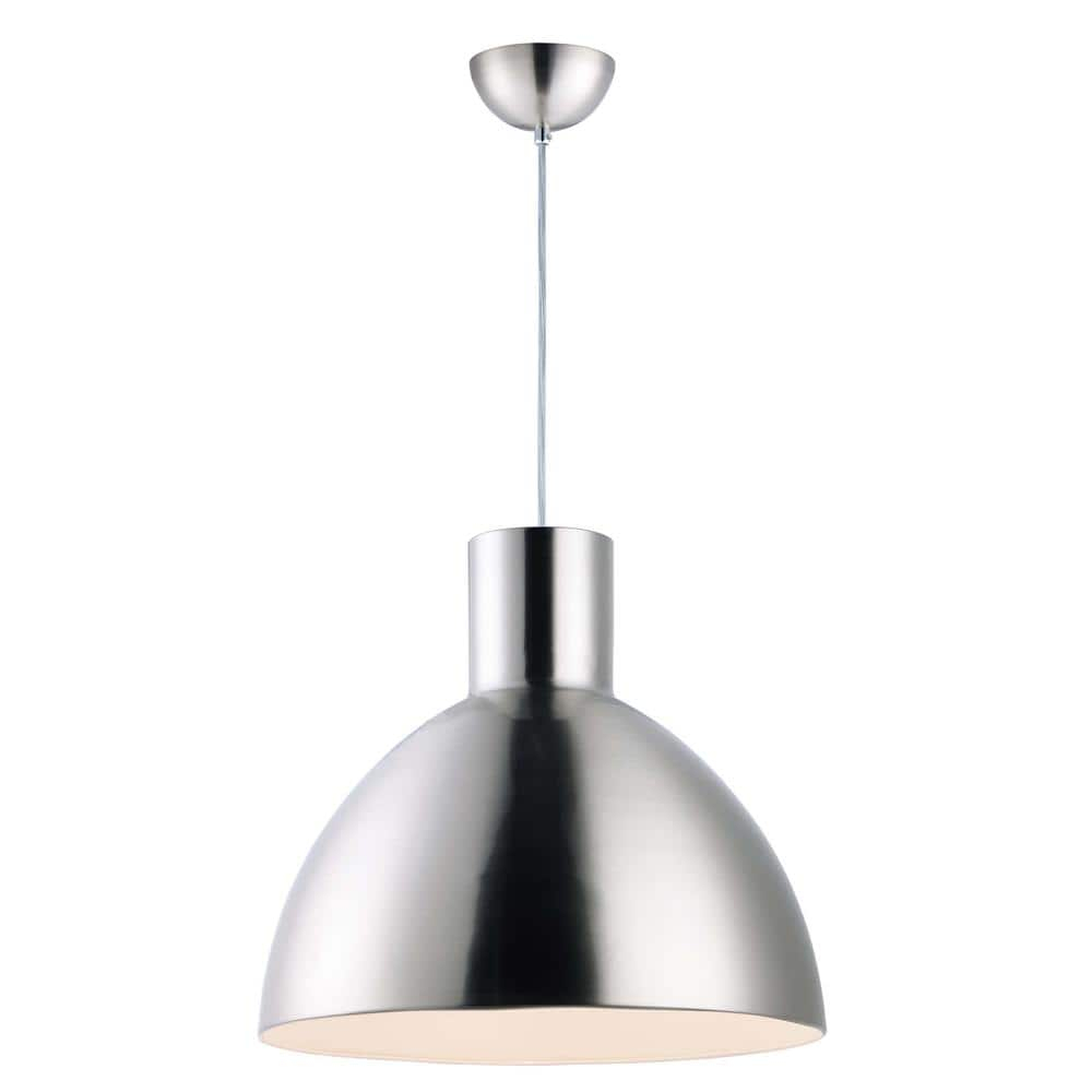 Cora Spun Metal 1-Light Pendant in Satin Nickel with Glass Shade