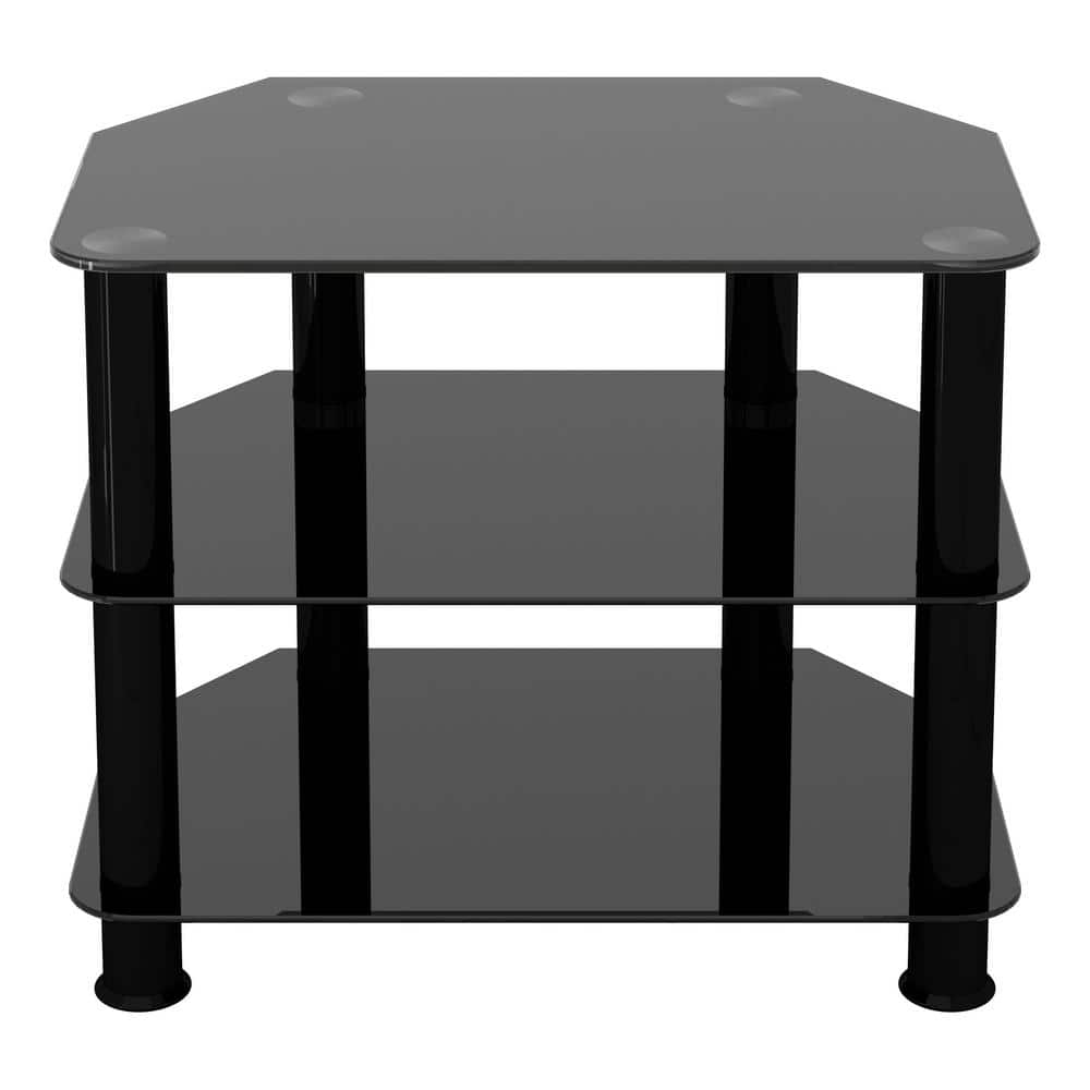 SDC600BB-A TV Stand for up to 32-inch TVs, Black Glass, Black Legs