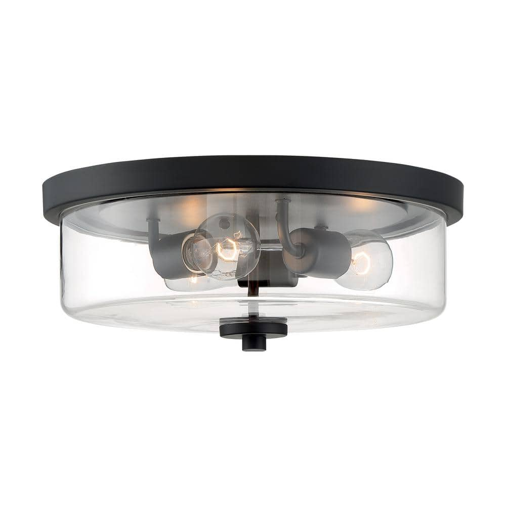 Sommerset Matte Black 15" Contemporary Flush Mount Light