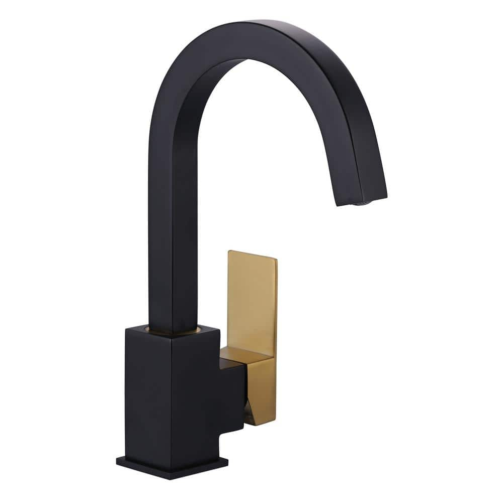 Bar Sink Faucet Black Gold, Bar Sink Faucet Single Hole, Stainless Steel Wet Bar Faucet with Single Handle for Kitchen Bathroom RV Restroom Sink, Durability Rust Square-Structured Faucet