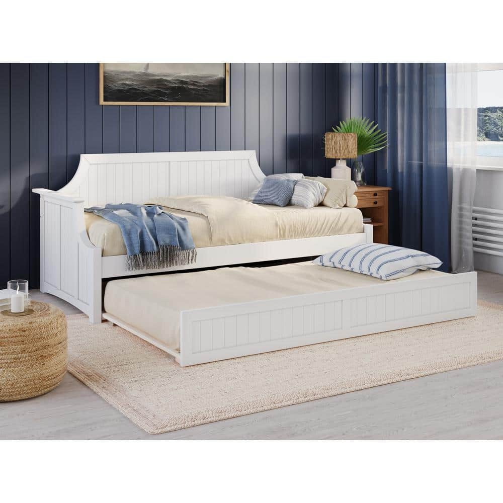 AFI Cambridge Twin Wood Daybed with Twin Size Trundle in White