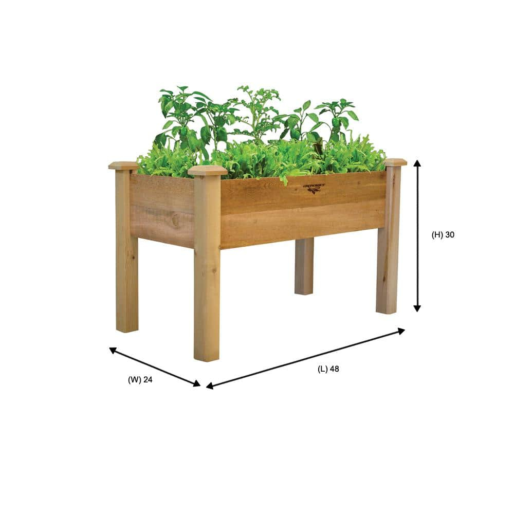 Gronomics Western Red Cedar Elevated Garden Bed 24 x 48 x 32 Inches, Unfinished