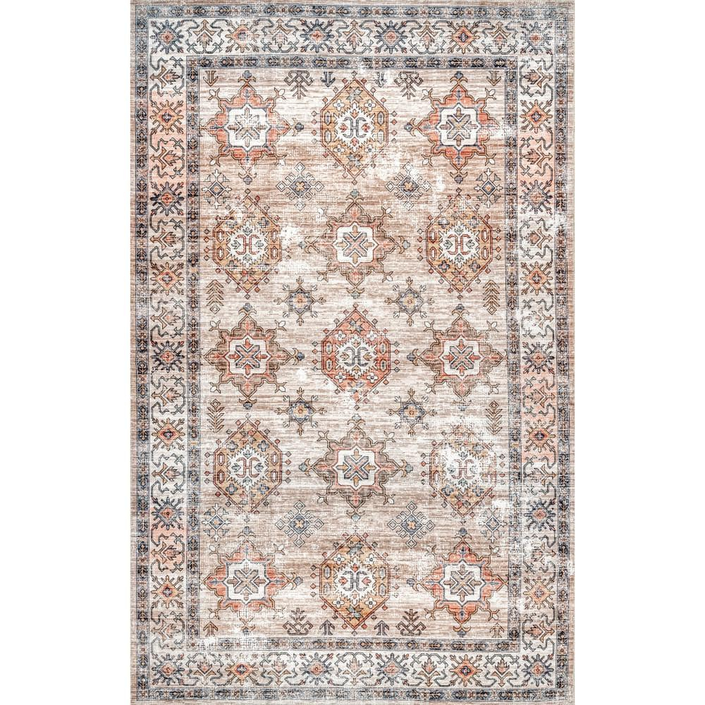 nuLOOM Finley Machine Washable Vintage Distressed Area Rug, 2' x 3', Beige