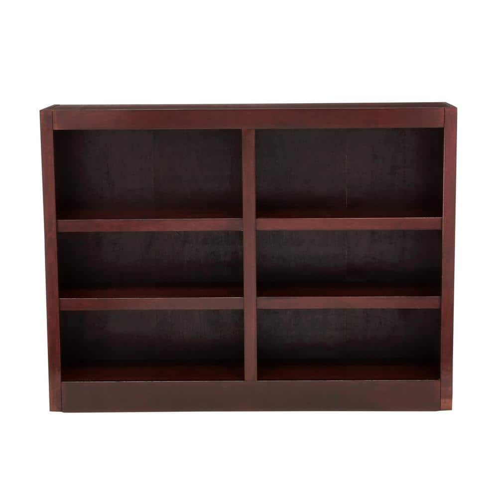 Concepts in Wood 6 Shelf Double Wide Wood Bookcase, 36 inch Tall - Cherry Finish