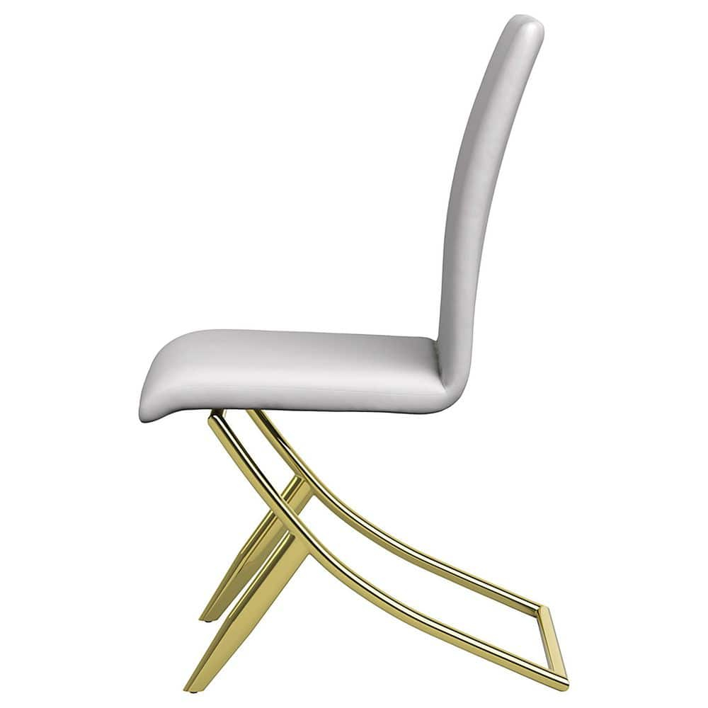 Coaster Chanel Upholstered Faux Leather Dining Chairs in White