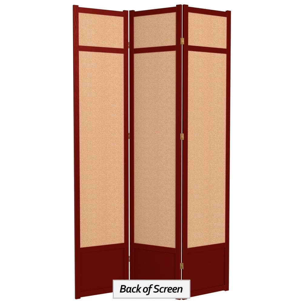 Oriental Furniture 7 Ft Tall Jute Shoji Screen, Rosewood color, 3 panel, jute, Transitional