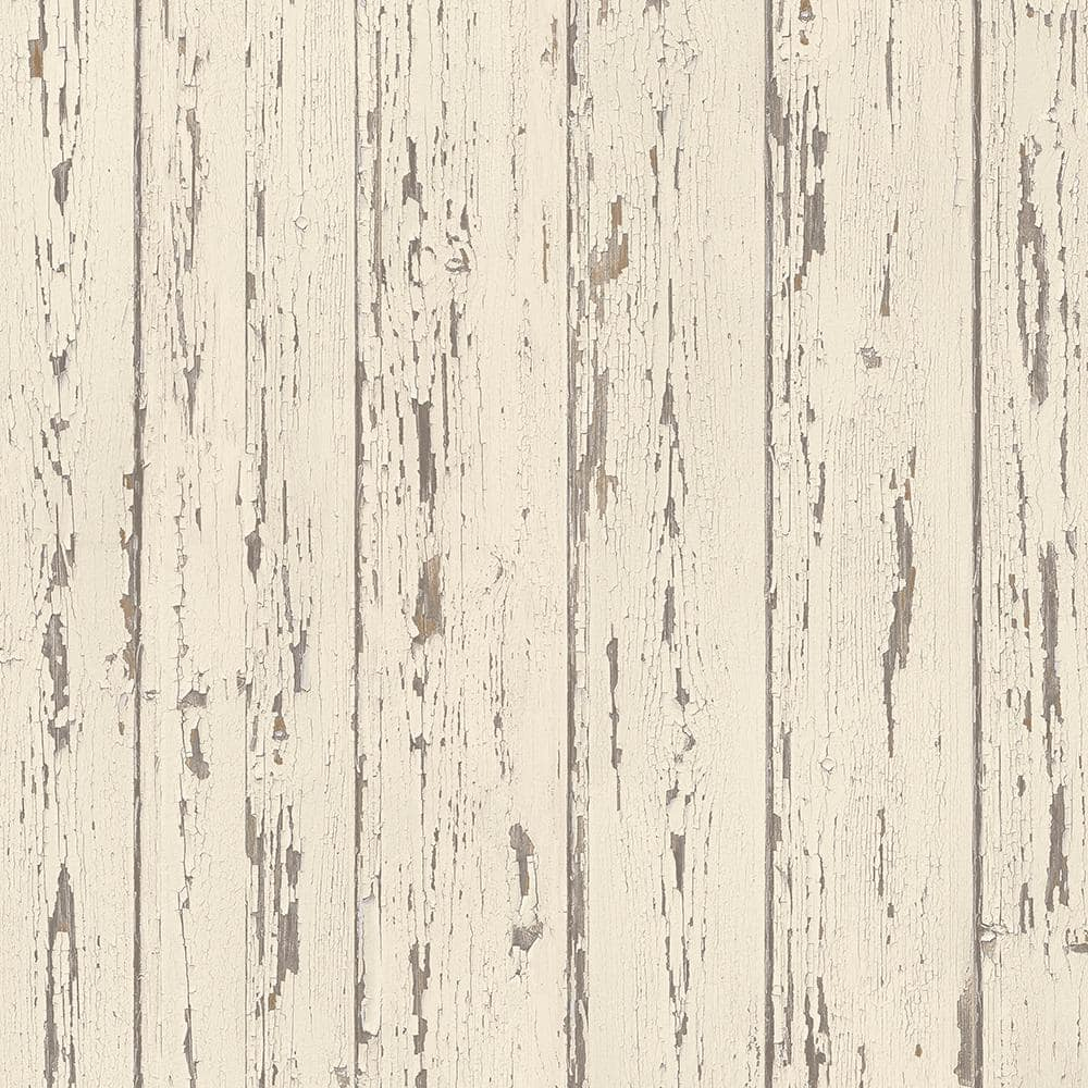 Cream and Brown Weathered Wood Shiplap Vinyl Wallpaper Roll