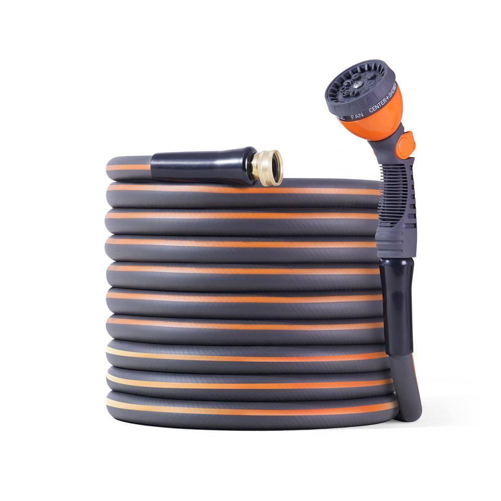 100 ft Gray and Orange PVC Garden Hose with Brass Fittings