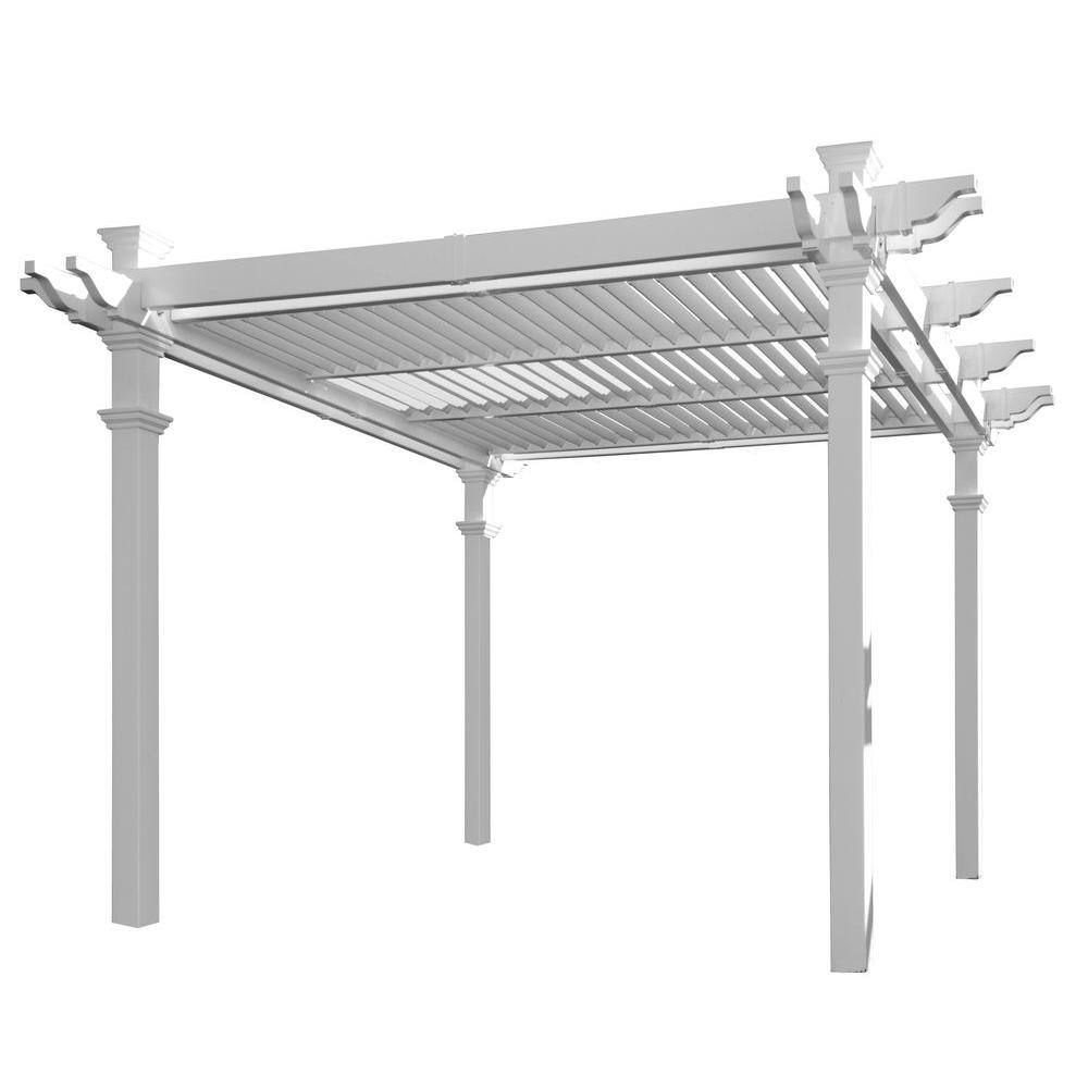 Avalon 10 ft. x 10 ft. White Vinyl Louvered Pergola