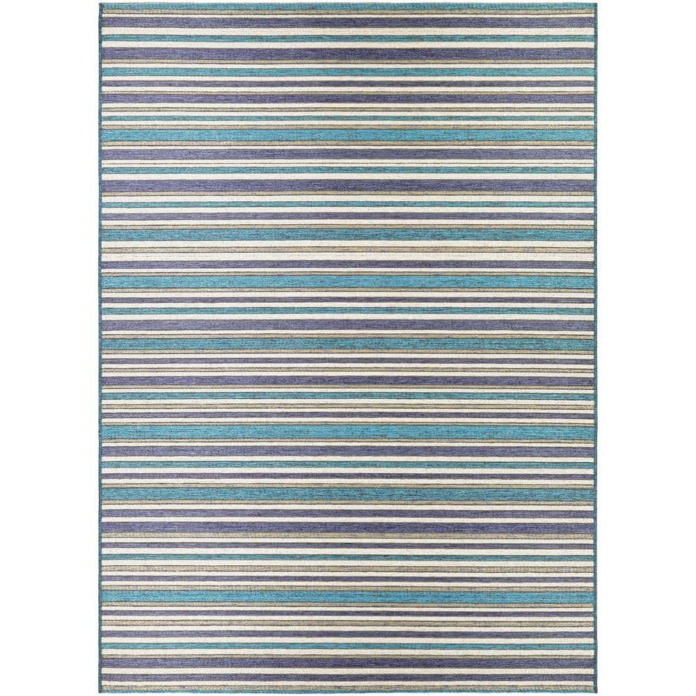 Couristan Cape Brockton Indoor / Outdoor Area Rug, Cobalt-Teal, 5'3" x 7'6"