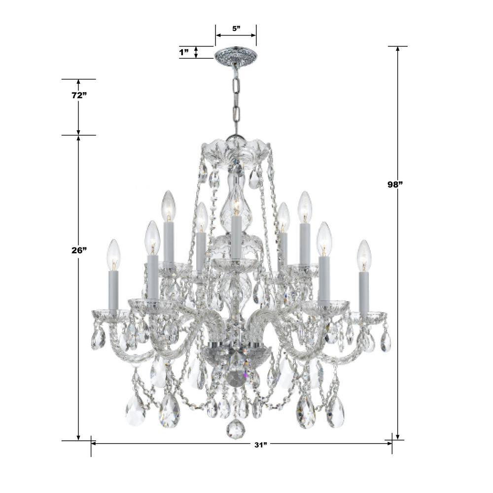 Crystorama Traditional Crystal 12 Light Italian Crystal Chrome Chandelier - 31'' W x 26'' H