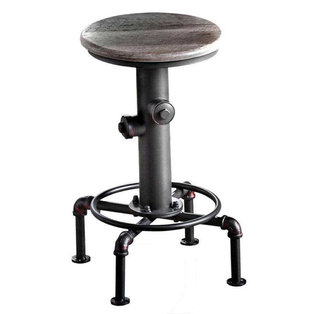 Fire Hydrant Shape Metal Counter Height Chair Set of 2 Antique Black - Saltoro Sherpi