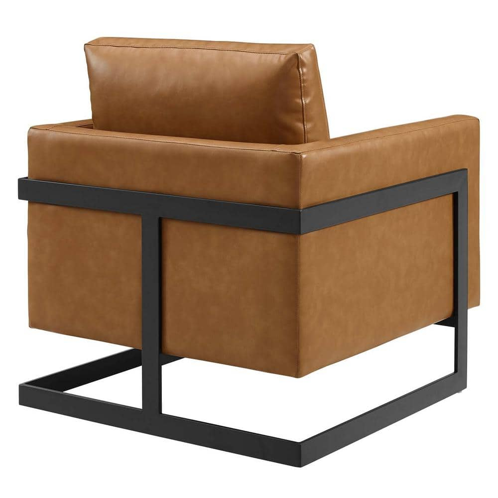 Posse Vegan Leather Accent Chair Black Tan