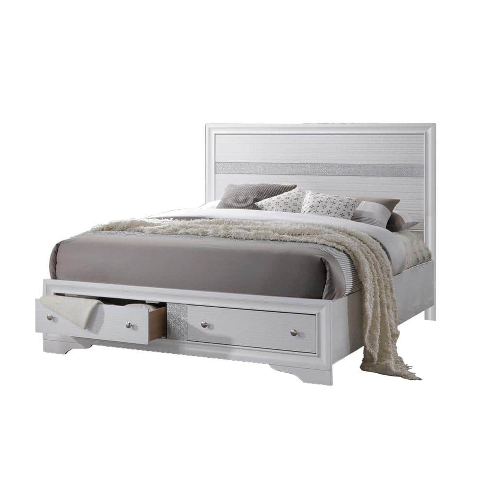 Catherine - Queen Platform Storage Bed, with 2 Drawer in the Footboard
