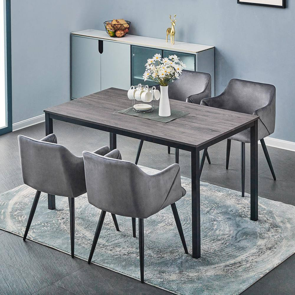 Homycasa 55 IN Dining Table Wood Top in Marble White Gold Legs