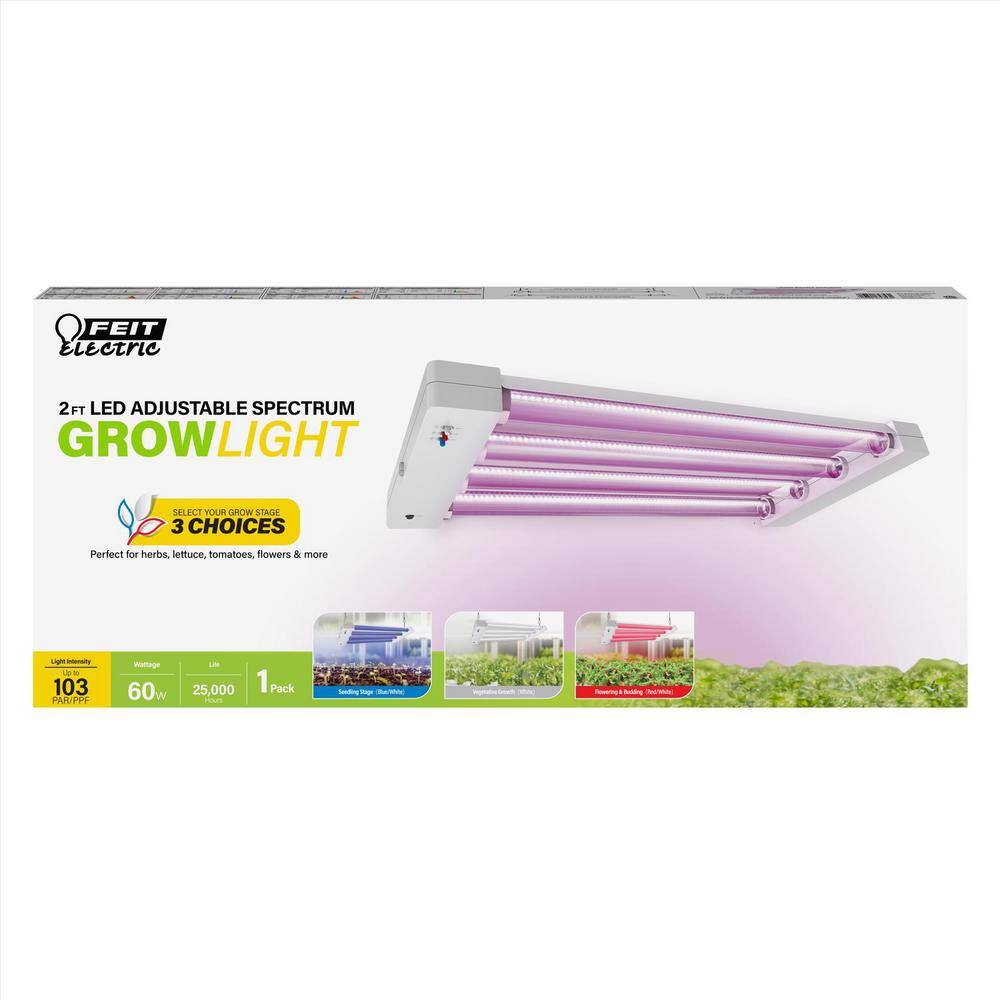 Feit Electric Grow Light 19W 2ft LED for Indoor Plants and Gardens, Full Spectrum Dual Bulb Grow Light, Energy Efficient, GLP24FS/19W/LED