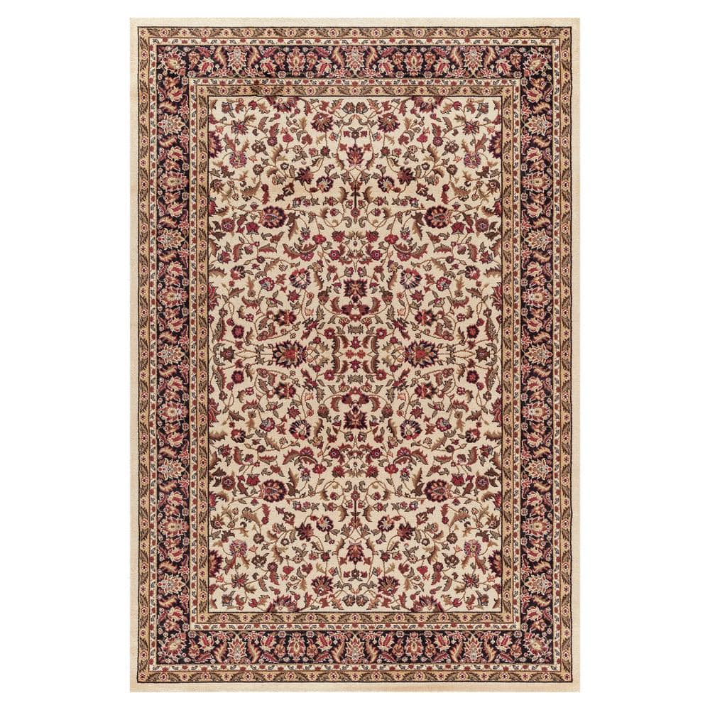 Jewel Kashan Ivory/Black 8 ft. x 10 ft. Area Rug