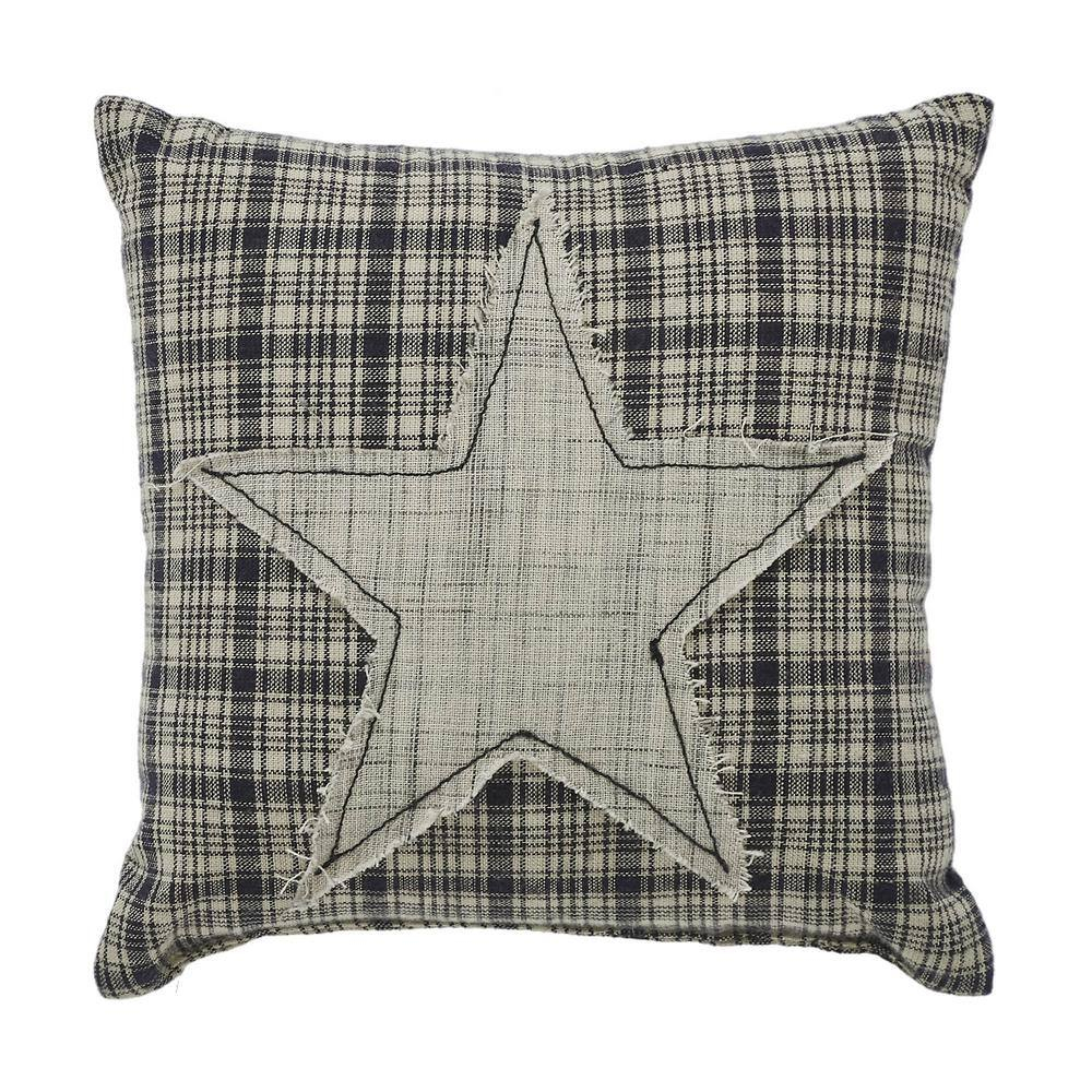 VHC Brands My Country Applique Star Pillow 6x6, Cotton Pillow With Polyester Pillow Fill, Decorative Throw Pillow, My Country Collection, Square 6x6, Navy