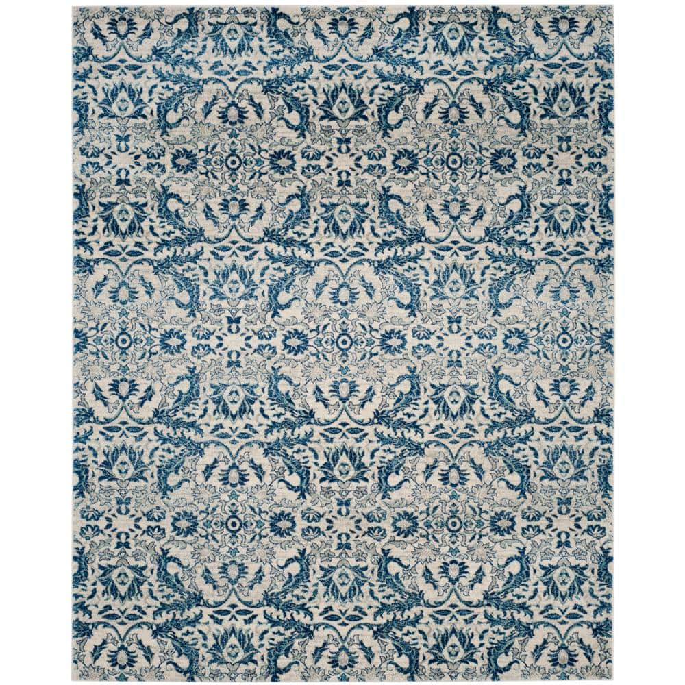 SAFAVIEH Evoke Ksenija Floral Vines Area Rug, Ivory/Blue, 9' x 12'
