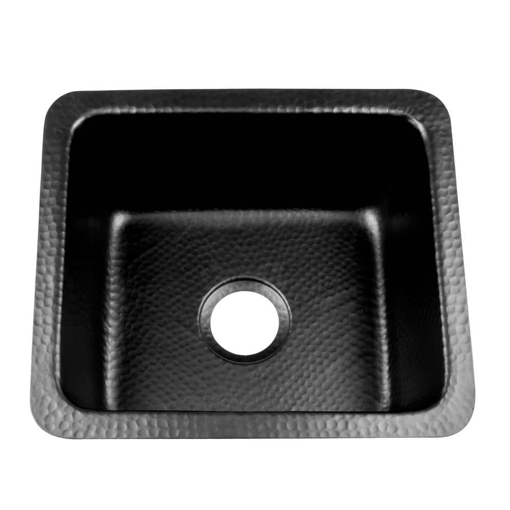 Matte Black Hand Hammered Solid Surface Rectangular Bar Sink