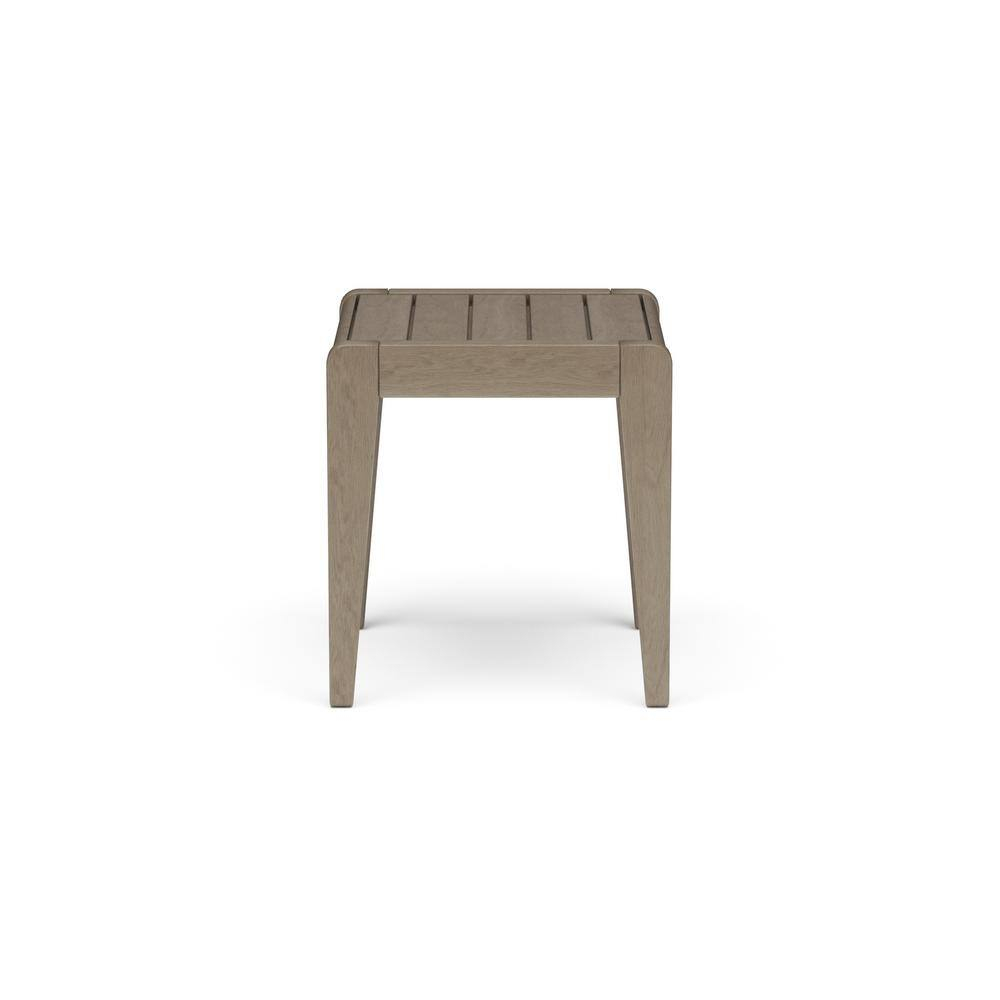 Gray Acacia Wood Outdoor End Table with Slatted Top