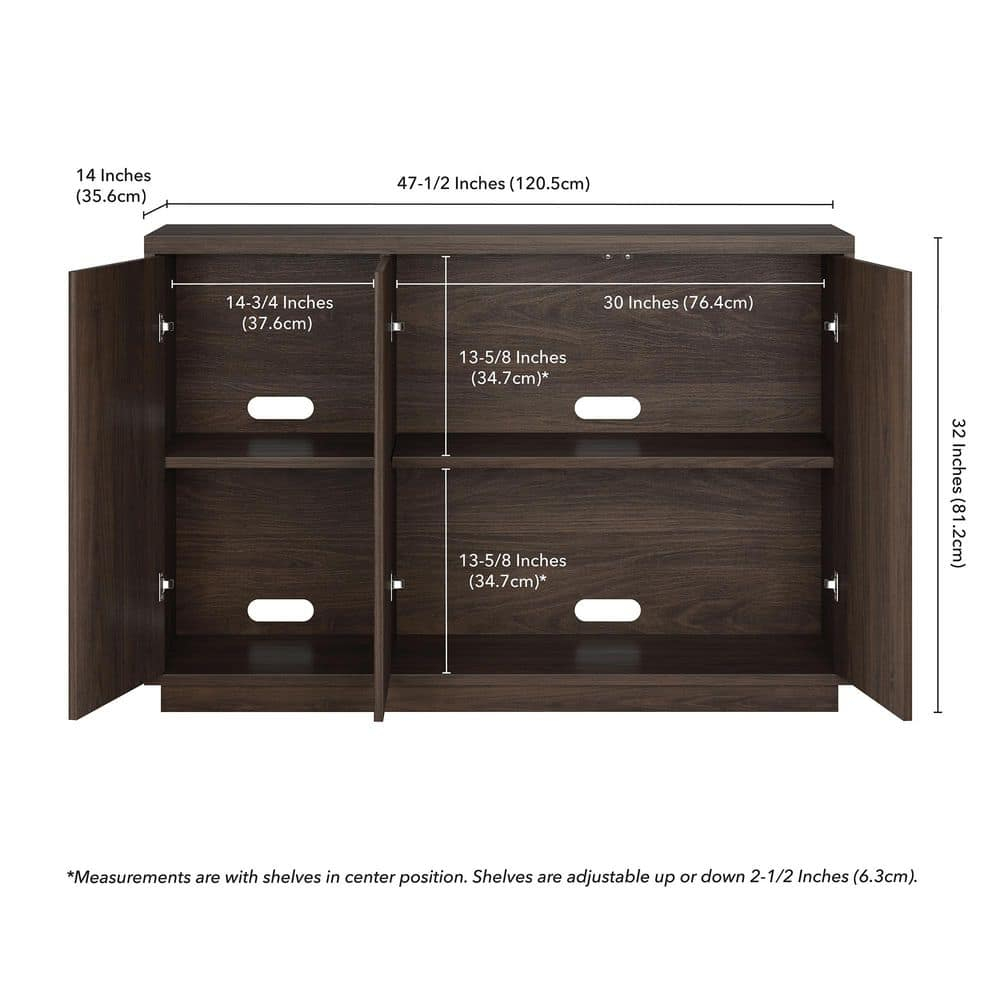 Evelyn&Zoe Modern/Contemporary 48" Wide Alder Brown Buffet Table