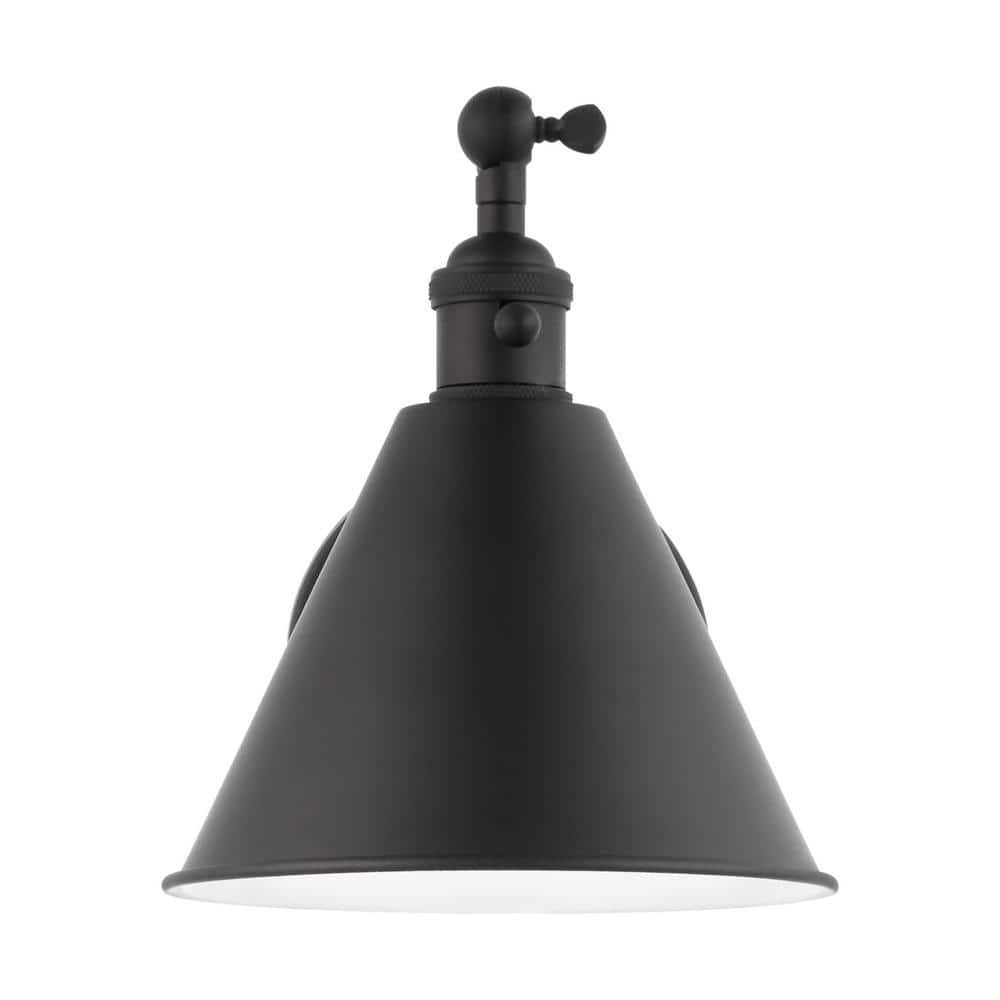 Salem 1-Light Midnight Black Wall Sconce with Midnight Black Metal Shade