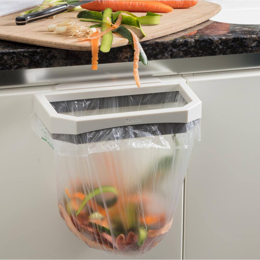 Green and White Portable Plastic Kitchen Compost Bin