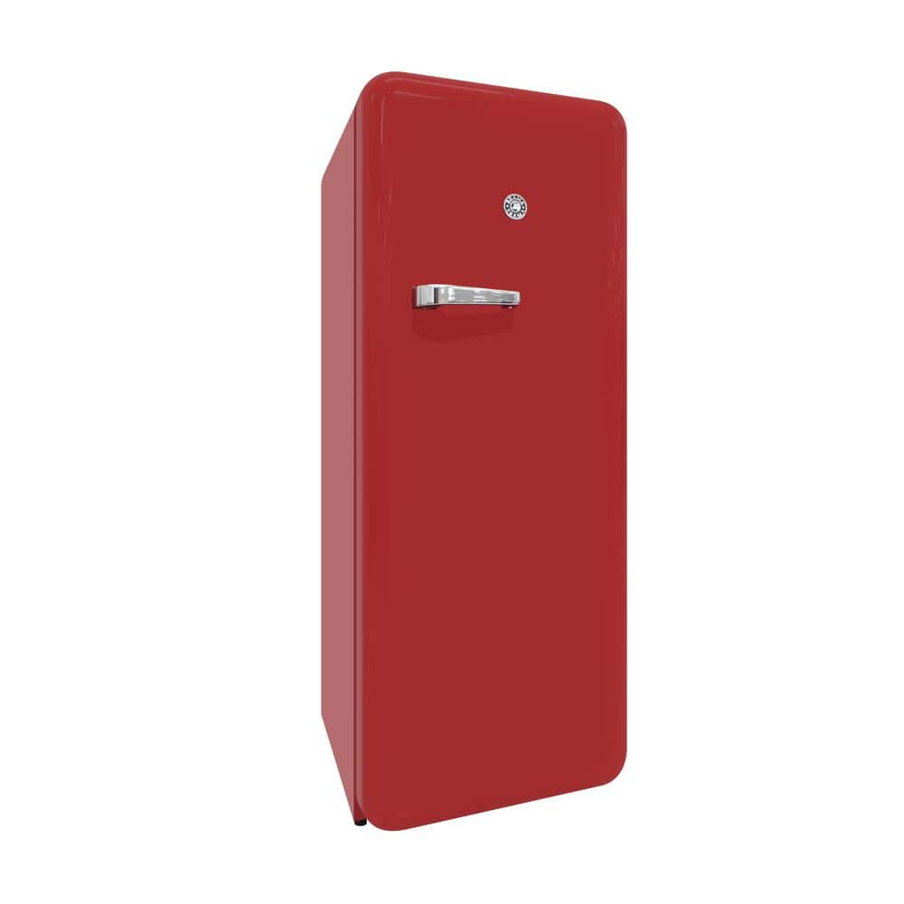 Brama 9.2 Cu.Ft. Retro Red Top-Freezer Refrigerator with Solid Steel Door