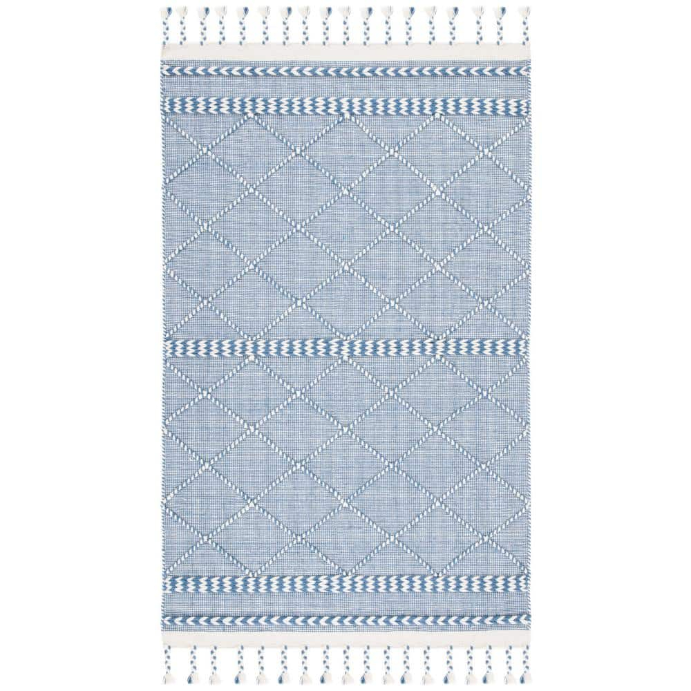 Casablanca Hand-Tufted Blue Wool Shag Rug 5' x 8'