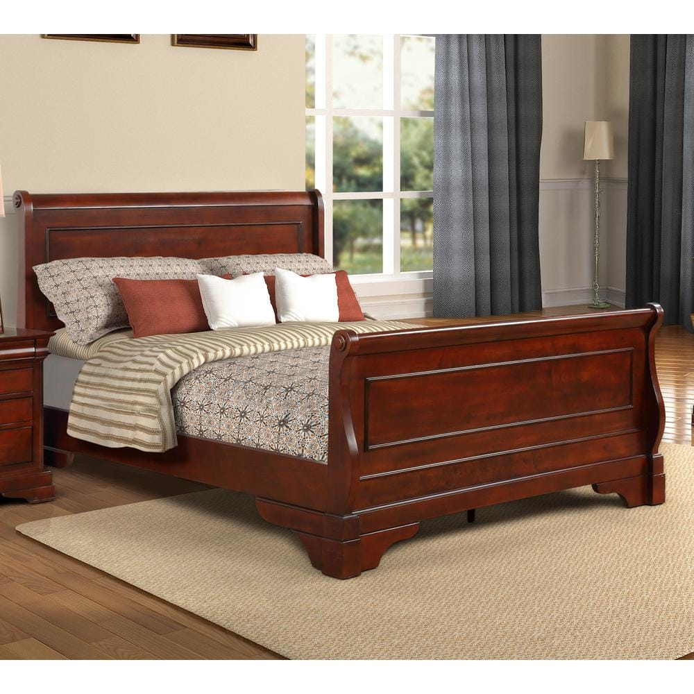 New Classic Furniture Versailles King Wood Standard Beds, Cherry